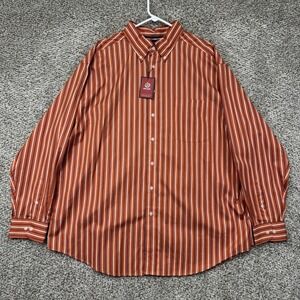 NEW Roundtree & Yorke Shirt Men's 2X Big Man Orange Stripes Button Down Cotton